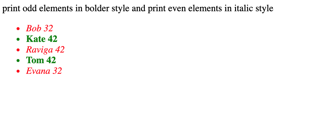 different style for odd and even elements